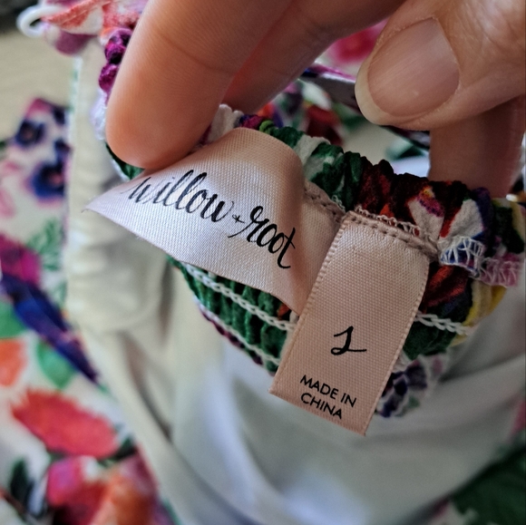 Willow root smocked peplum tank top floral blouse colorful spring summer boho sm - Picture 5 of 5